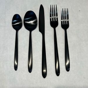 Black Metal Flatware Sets Silverware Set Forks Knives Knife Spoons